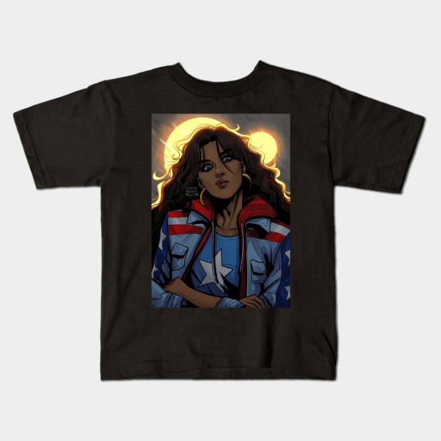 America Chavez Kids T-Shirt by Eileen Widjaja